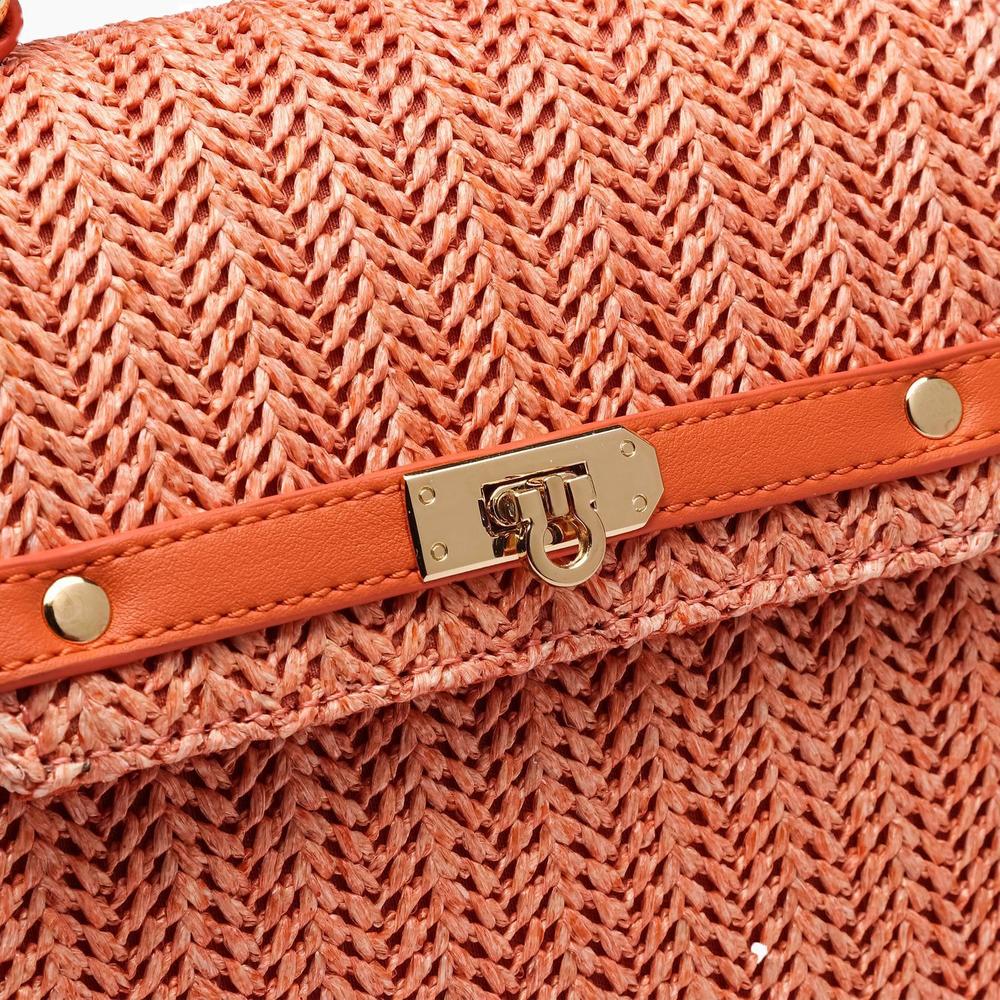 NEW LIKE DREAMS women's neo pastel straw crossbody bag in orange - Picture 5 of 7